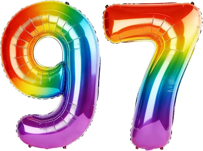 40 Inch Number 97 Balloons for 97th Birthday Party Decorations, 0-100 Rainbow by FOBELEC