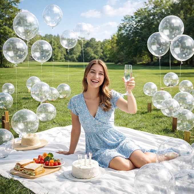 Clear Balloons 100 Pack, 12 Inch Round Latex Balloons, Helium Transparent - Image 3