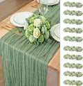 10 Pack Sage Green Cheesecloth Table Runner 22x120 Inch Boho Gauze Table Runners by Fwxdbwyl