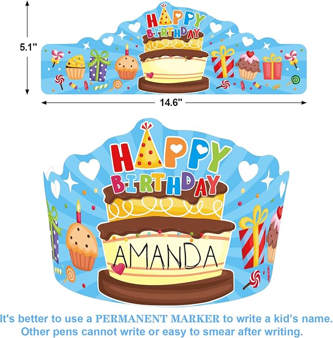 Fancy Land Birthday Crowns for Kids, Die-Cut Blue, Kindergarten | Family - Image 4