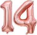 40 Inch Rose Gold 14 Number Balloons Giant Jumbo Huge 14 41 Foil Mylar Helium by LHOAVWE