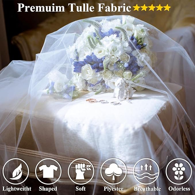 108 Inch 25 Yards White Tulle Fabric Roll, Extra Large Matte Tulle Netting Bolt for Wedding Ceiling Drapes Arch Banquet Party Decorations Tutu Skirt Baby Shower DIY Crafts Gift Wrapping (White)