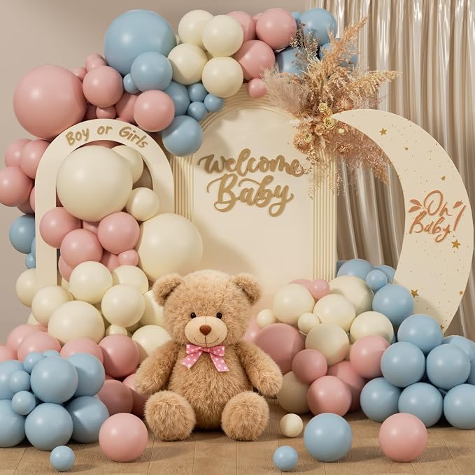 Gender Reveal Balloons Garland Arch Kit 154Pcs by Unknown