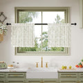 Anmao Vintage Lace Kitchen Curtains 24 Inches Long 2 Panels, Romantic Semi by Anmao