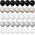 Black and Silver Balloons, Glitter Confetti Latex Balloon by Adeyoo