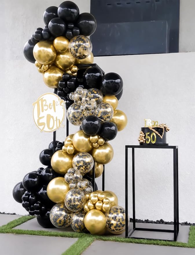 Black and Gold Balloons, Latex Balloons - Image 4