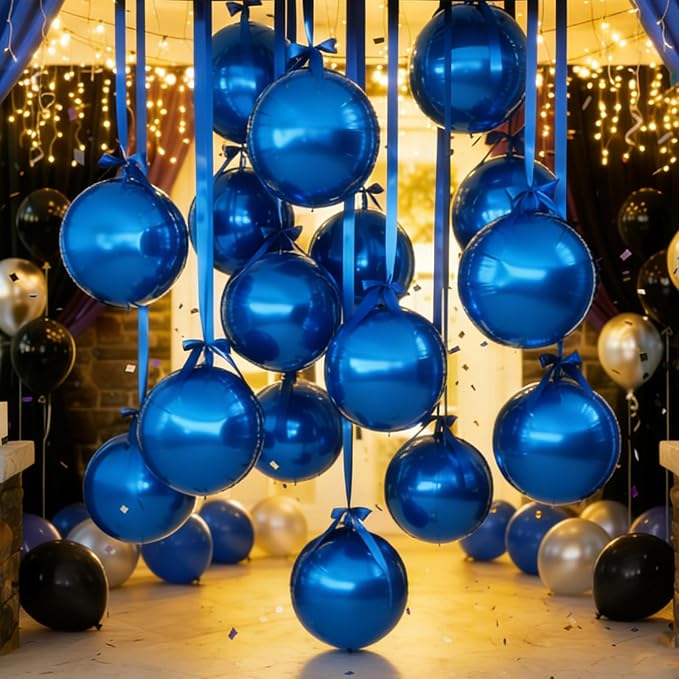Biapian 12 Pcs Navy Blue Round Foil Balloons, Deep Navy Blue Balloons - Image 7