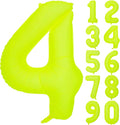 40 IN Fluorescent Yellow Number 4 Balloon Neon Yellow 4 Foil Balloon | by YOIOZAIZAI