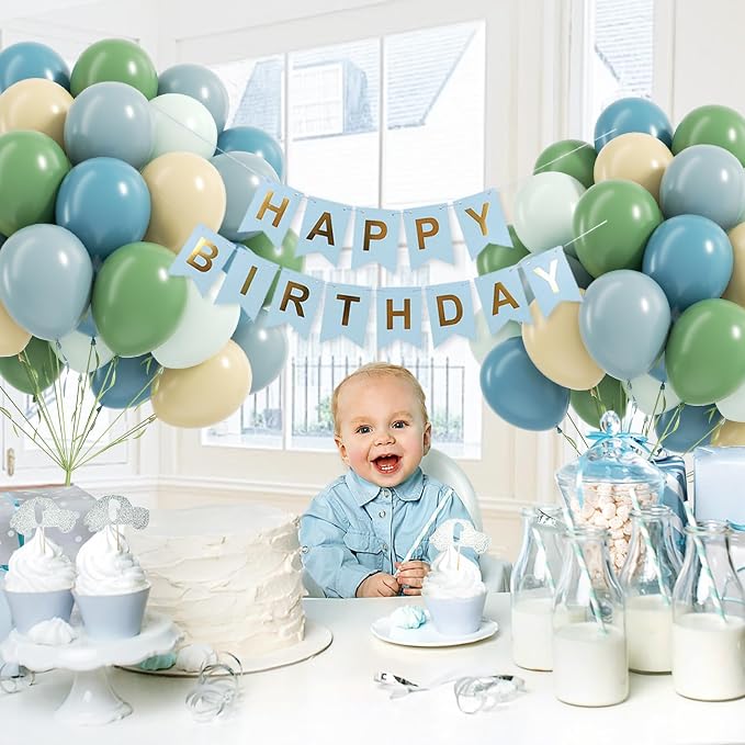 12inch Blue and Green Balloons - Image 7