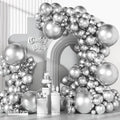Ouddy Party 129Pcs Metallic Silver Balloons Different Sizes 18 12 10 5 Inch by OuddyParty