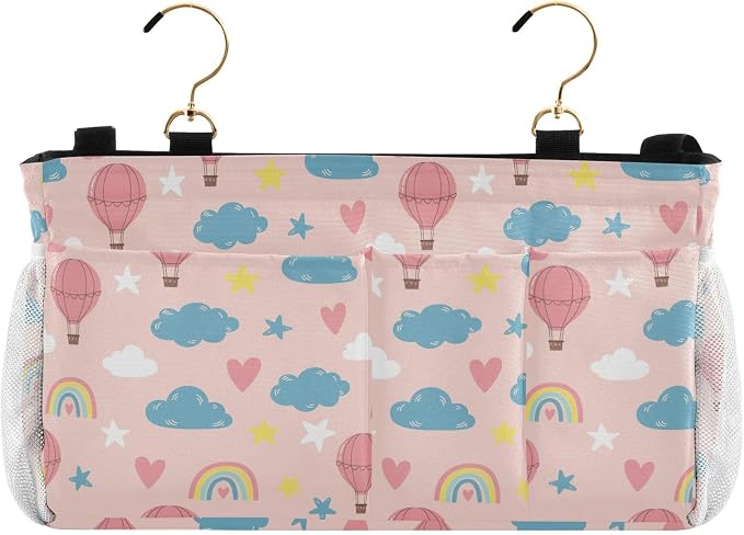 Hot Air Balloon Rainbow Pattern Bedside Caddy Storage Bag Bedside Organizer - Image 2