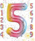 40 Inch Number Balloons 0-9 Rainbow Gradient Large 5 Balloons, Digital Balloons by Smlpuame