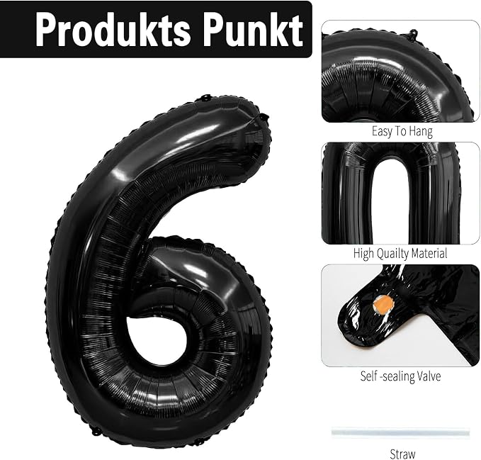 Black Number Balloons 26 Balloon Numbers 26th Number Balloon Foil Mylar Party - Image 3