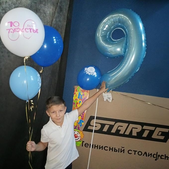 40 Inch Pastel Blue Number 0 Balloons, Giant Self Inflating Foil Number Balloon - Image 5
