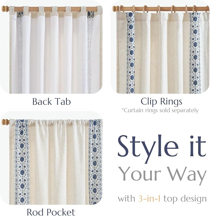 jinchan Floral Linen Curtains - Image 5