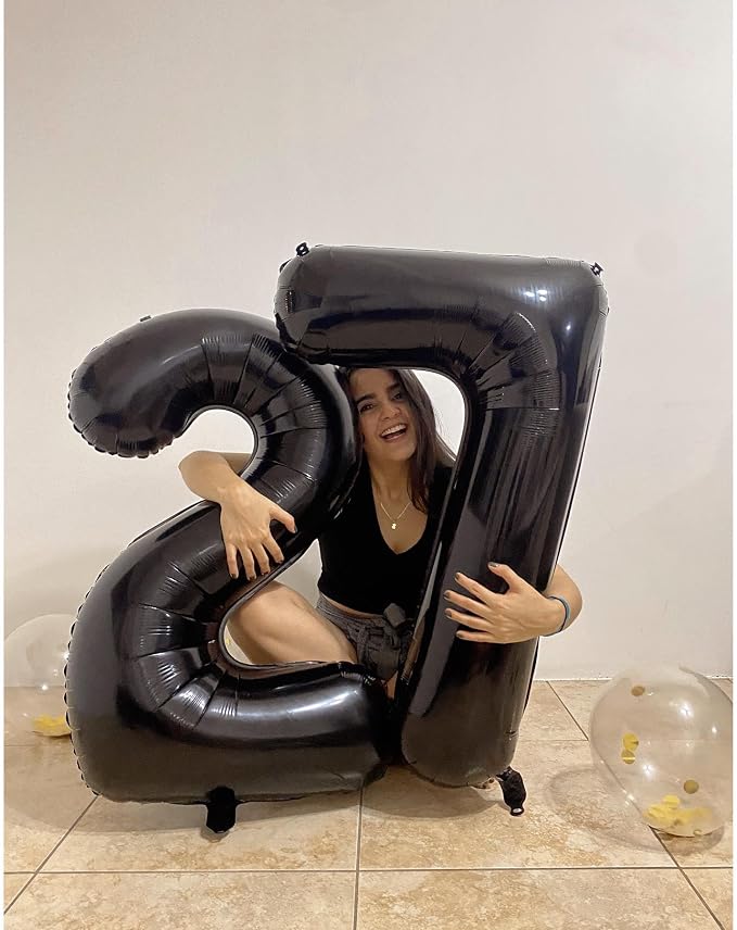 3 Balloon - Black Birthday Number Balloons, 40 Inch Decorations Men Women | - Image 8