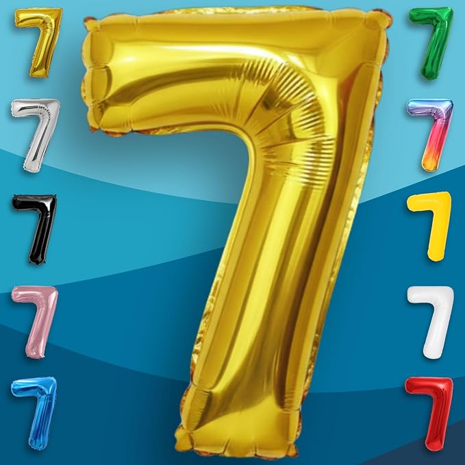 Gold Number Balloon 7 Mylar Foil Balloons 40 inch - Image 3