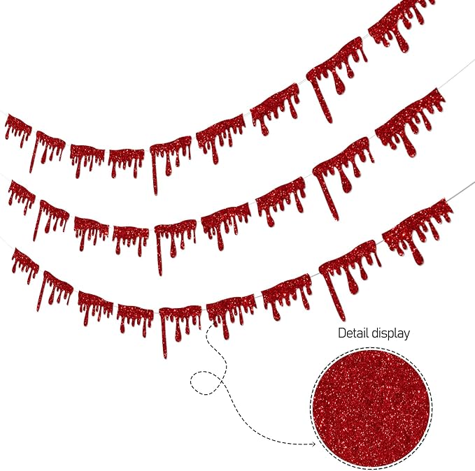 Red Blood Drop Banner for Halloween Party Decorations Supplies Scary Halloween - Image 5
