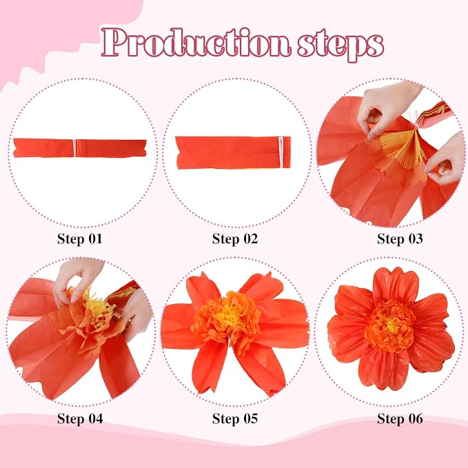 TaoBary Large Colorful Tissue Paper Flowers Giant Fiesta Paper Pom Poms - Image 3