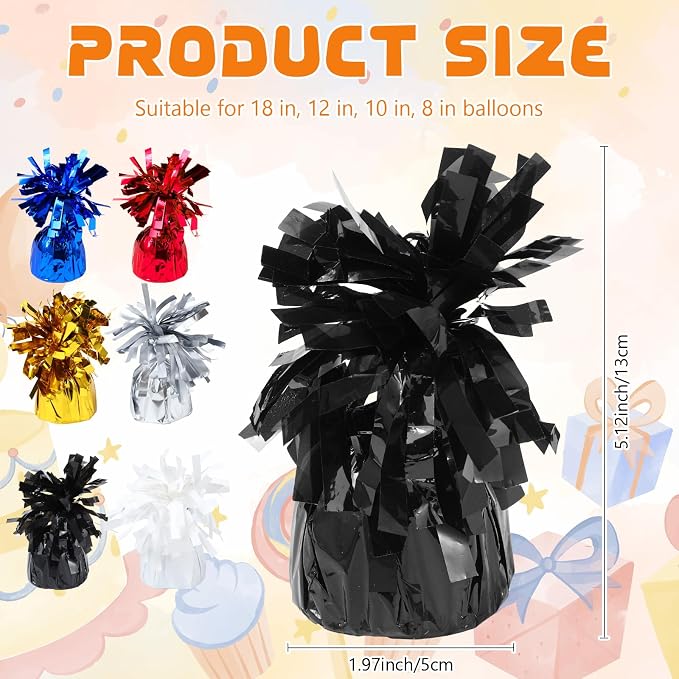 6 Pack Black Balloon Weights Metallic Holder Anchors Balloon Holder Weights - Image 2