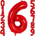 Red Number 6 Balloon 40 Inch, Big Large Foil Helium Number Balloons, Jumbo by AIQINHU