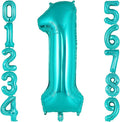Teal Blue Number 1 Balloon, 40 Inch Big Large Foil Helium Number Balloons by AIQINHU