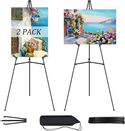 2Pcs Easel Stand for Wedding & Poster Display, 66 Inch White Portable Foldable Poster Stand, Perfect for Wedding, Birthday Party, Art Shows, and Retail Displays