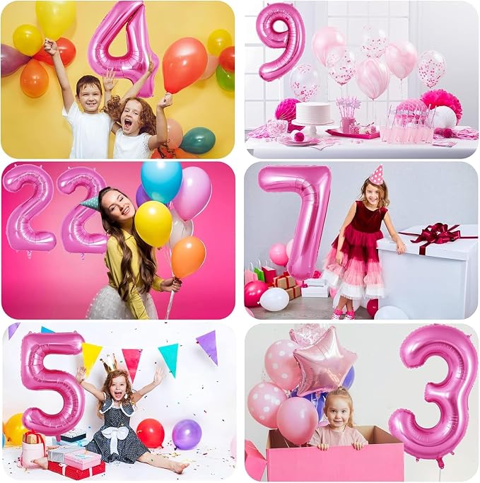 Pink Number Balloons, Large Hot pink Number 6 Balloon 40 Inch Pink 6 Balloon - Image 6