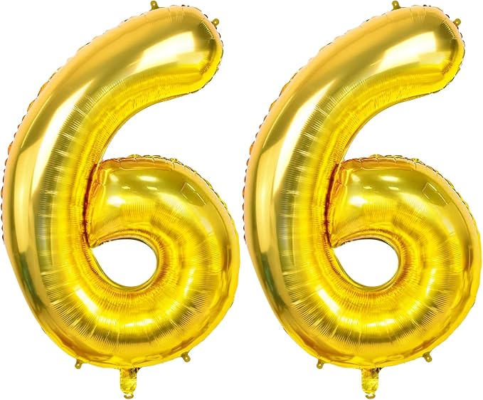 Number 66 Balloons for 66th Birthday Party Decorations, 0-100 Large No.66 by Joycard