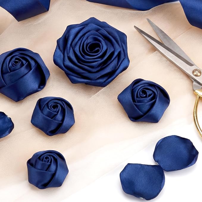 woric Navy Blue Satin Ribbon 1 1/2 Inch 60 Yards - Image 4