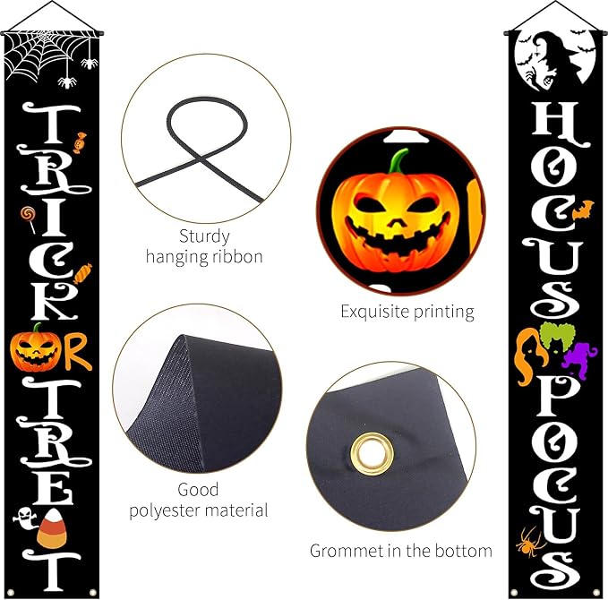 Olanrun Hanging Halloween Door Decorations, 70-inch Front Door Banner Decor - Image 3