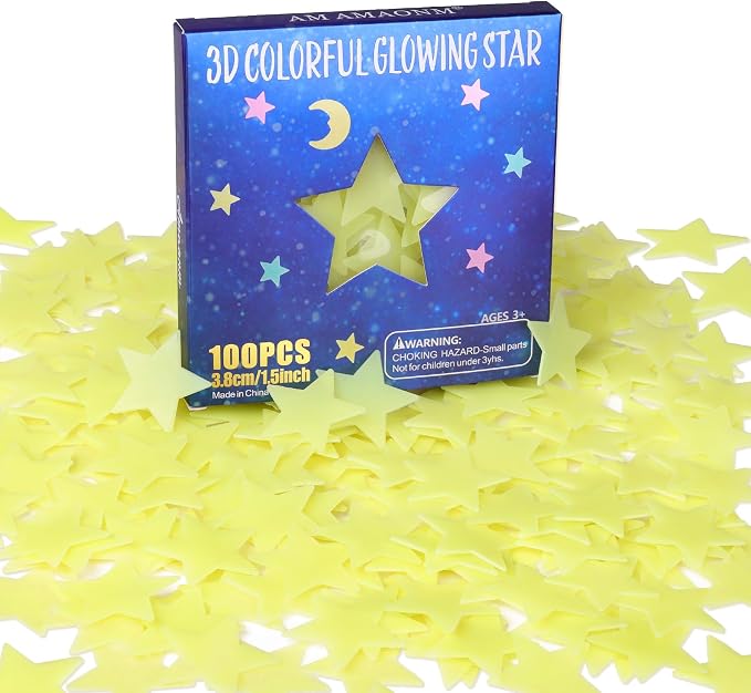 AM AMAONM 100pcs Glow in The Dark Luminous Stars Fluorescent Noctilucent by AMAMAONM