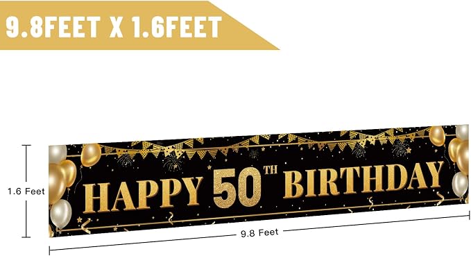 Large Happy 50th Birthday Decoration Banner, 50th Birthday Party Decorations - Image 2