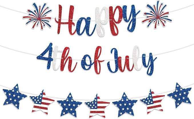 Happy 4th of July Banner Patriotic Decorations, Fourth of July Banner Hanging by Sereliy