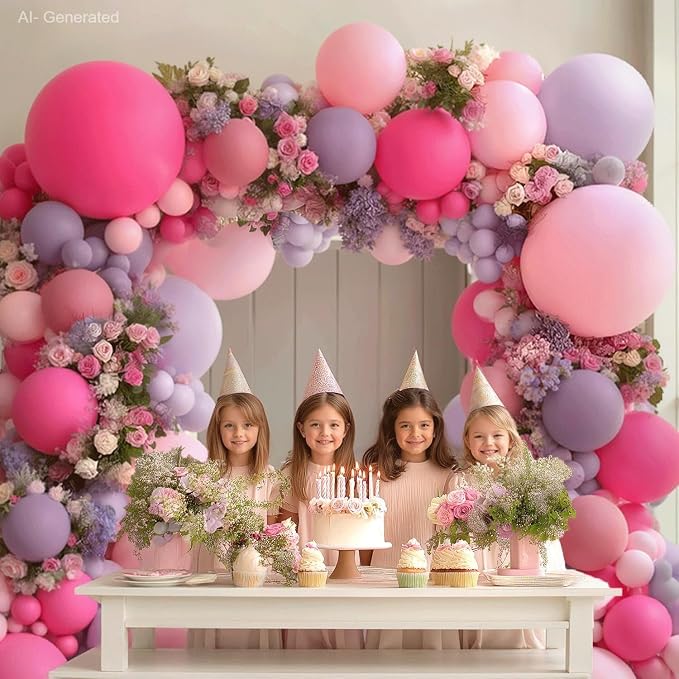 Hot Pink Purple Balloons Arch Kit, Double Stuffed Lavender Lilac Dusty Purple - Image 8