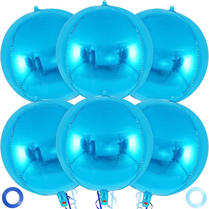 Metallic Blue Balloons, 22 Inch Large Sphere Round Balloons by AIQINHU