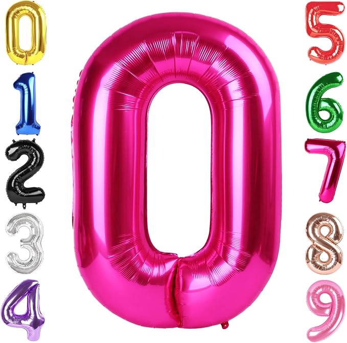 40 Inch Hot Pink Number 0 Balloon, 0th Birthday Party Decorations | 40 Inch Hot by Hadoife