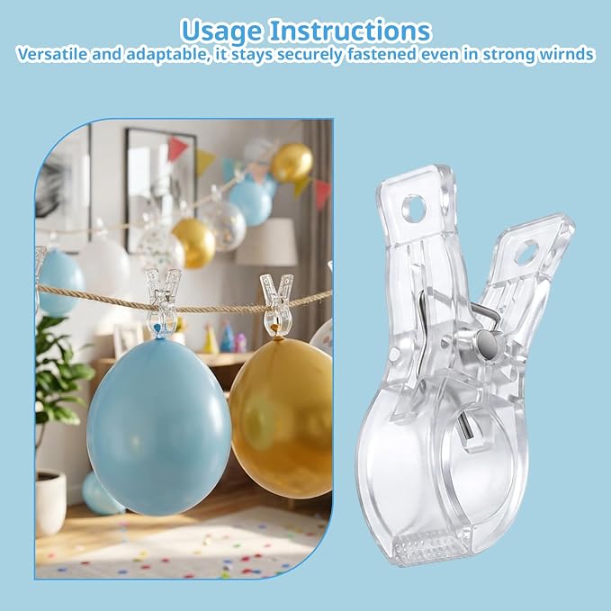 10 Pack 2.6-Inch Clips for Balloon Arch Backdrop, Heavy Duty Clear Background - Image 5