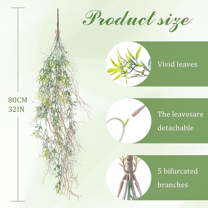 4Pcs Fake Hanging Fern Plants for Outdoors, UV Resistant Artificial Ferns - Image 3