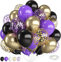 Purple and Gold Balloons, 12 Inch Purple Black and Sand Gold Balloons by FEYG