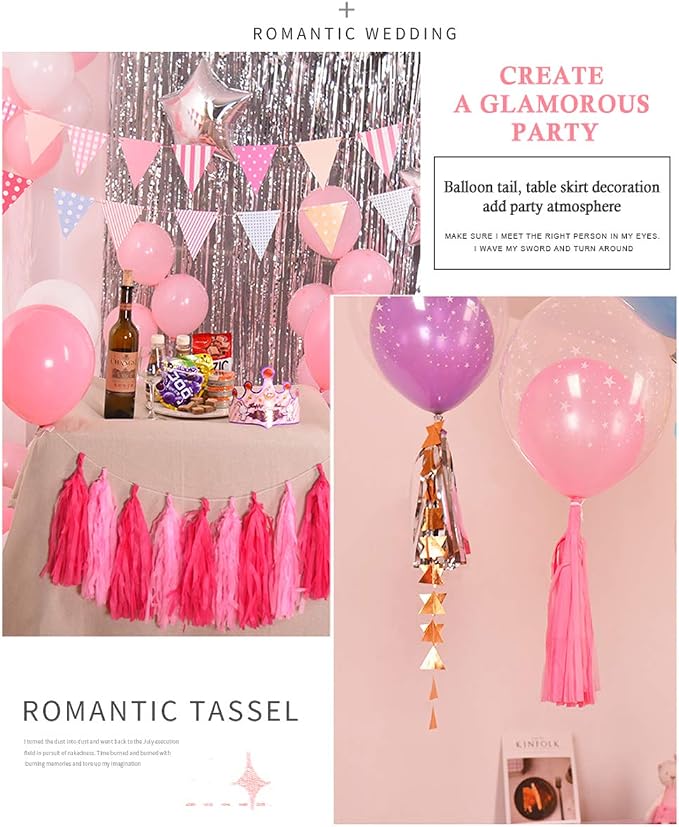 Red Tissue Paper Tassel DIY Hanging Paper Decorations Party Garland - Image 5
