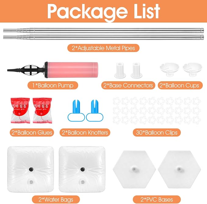 Balloon Column Stand Set of 2, Reusable Telescopic Metal Poles - Image 3