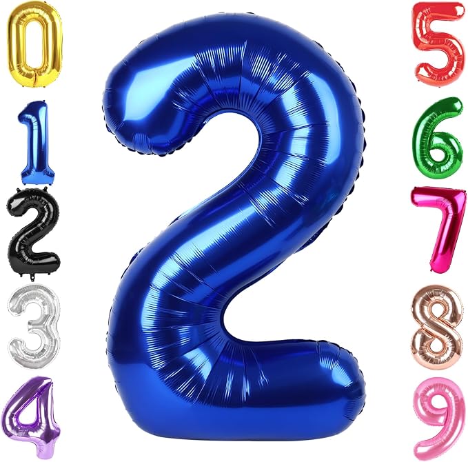 40 Inch Night Blue Number 2 Balloon, 2nd Blue Birthday Party Decorations | 40 by Hadoife