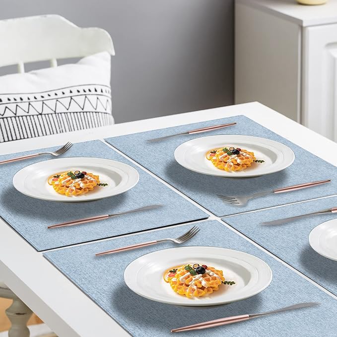 Cloth Placemats Set of 6, Cotton Linen Blend Machine Washable Durable Linen - Image 4