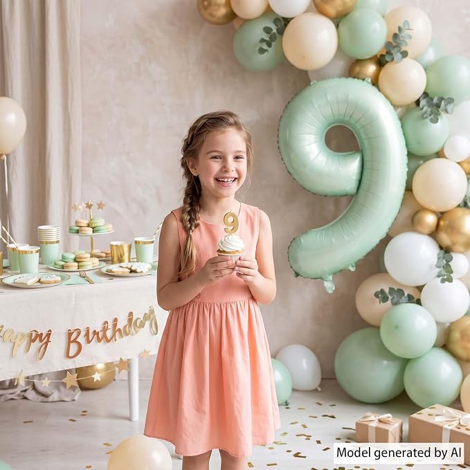 Olive Green Number 9 Balloon 40 Inch, Photo Prop - Image 6