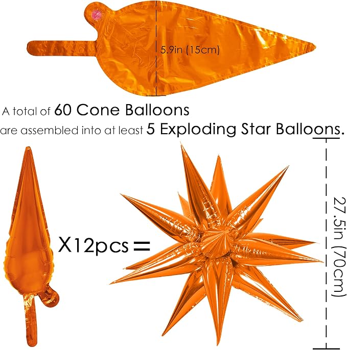 ZAKVOOR 60 Pcs Star Balloons 12 Spike Foil Explosion Party Decoration Balloons - Image 2