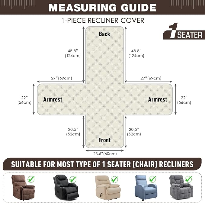 TAOCOCO 100% Waterproof Recliner Chair Cover, Non Slip Covers - Image 3