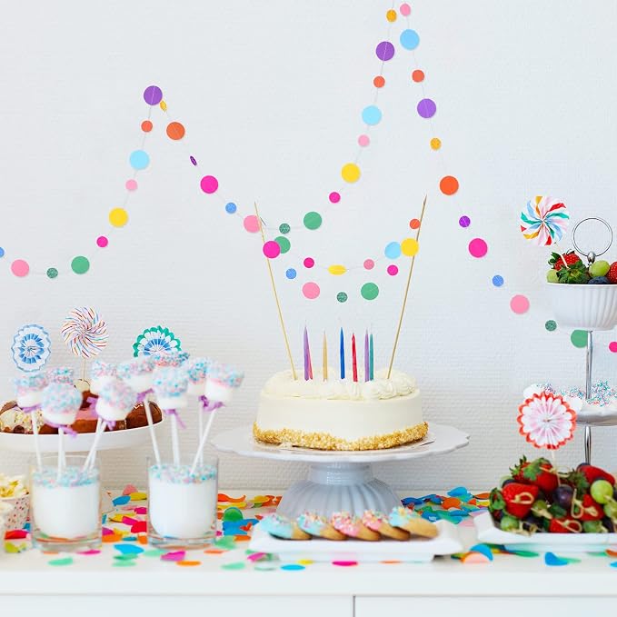 Outus 20 Pieces Colorful Circle Garland Banner Hanging Paper Dot Decorations - Image 5