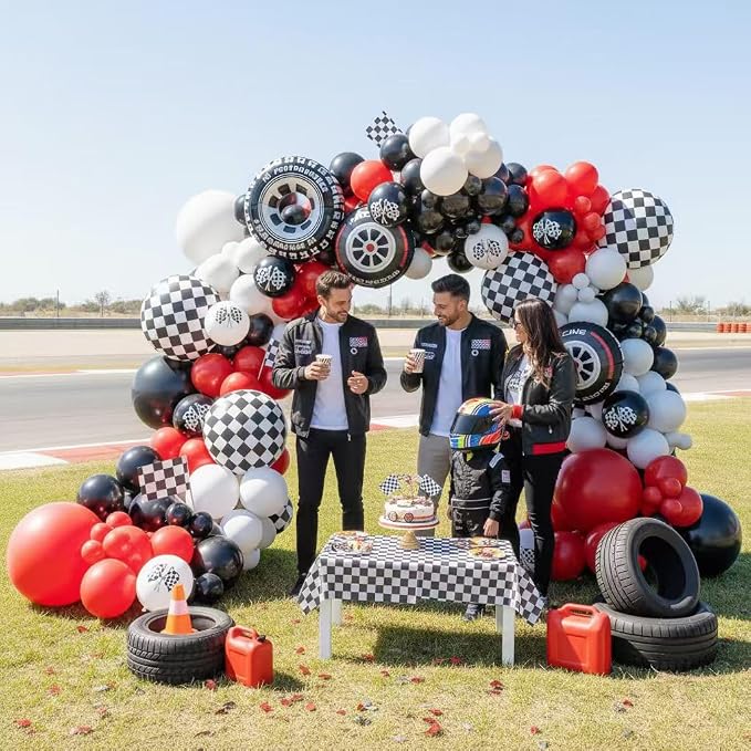Race Car Balloon Arch Kit -153Pcs Different Size Balloons and Tire Flags - Image 5