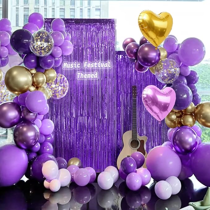 157Pcs Purple and Gold Balloons Garland Arch Kit - Image 7